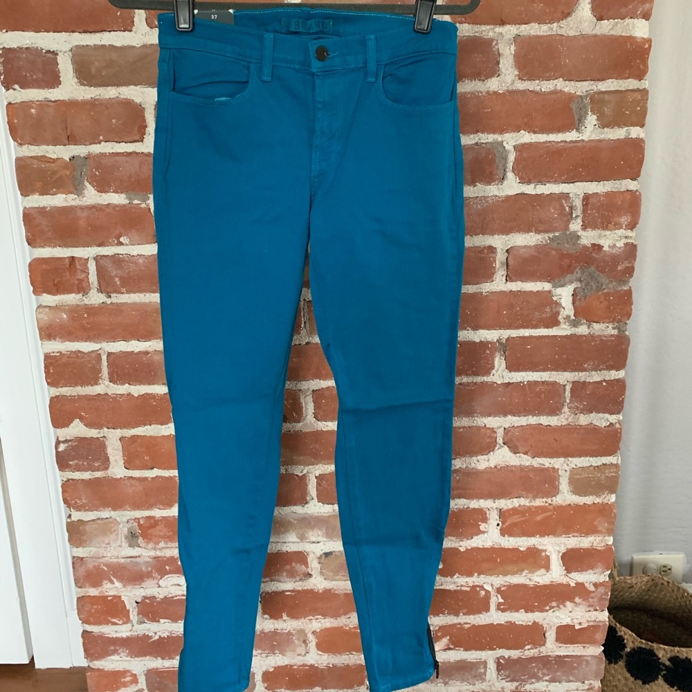 J Brand mid rise super skinny ankle zip 27 blue